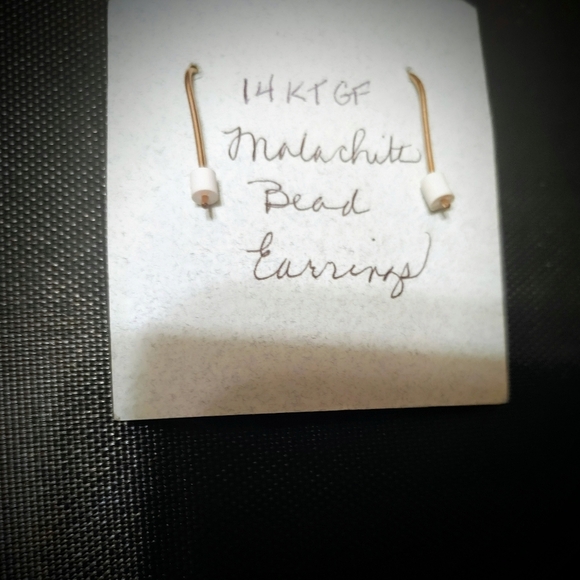 14k GF Malachite Bead Earrings - Picture 5 of 5